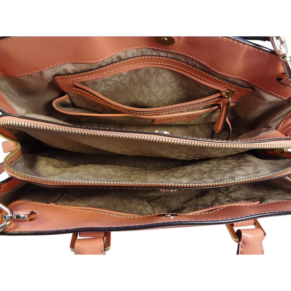 Michael Kors Savannah Large Orange Leather Tote Shoulder Bag Crossbody Handbag - Picture 7 of 11